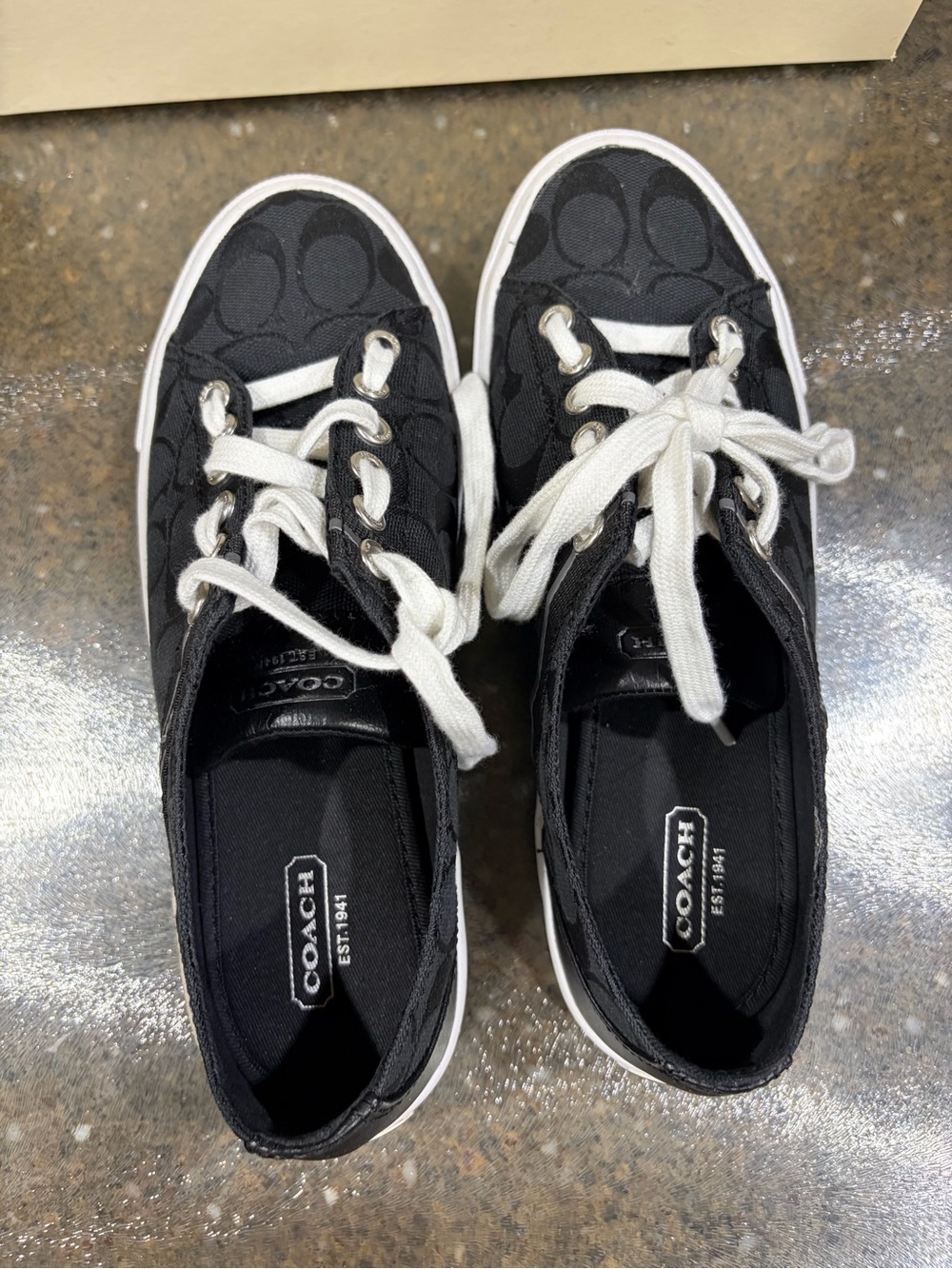 Coach Black Signature Canvas Sneakers with White Laces - Picture 3 of 6